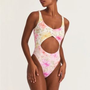 LoveShackFancy x Hurley Cheeky One Piece in Hibiscus